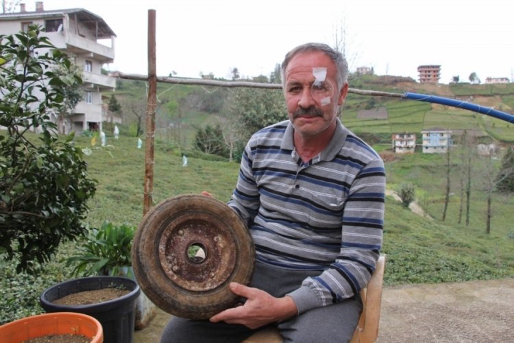 Trabzon'da el arabası lastiğine hava basarken canından oluyordu