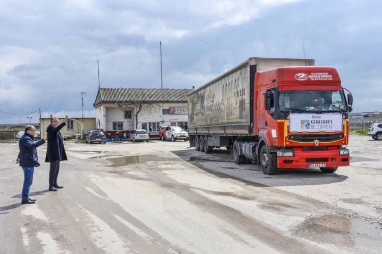 Bursa Karacabey'den deprem b&ouml;lgelerine yardım tırları gitmeye devam ediyor
