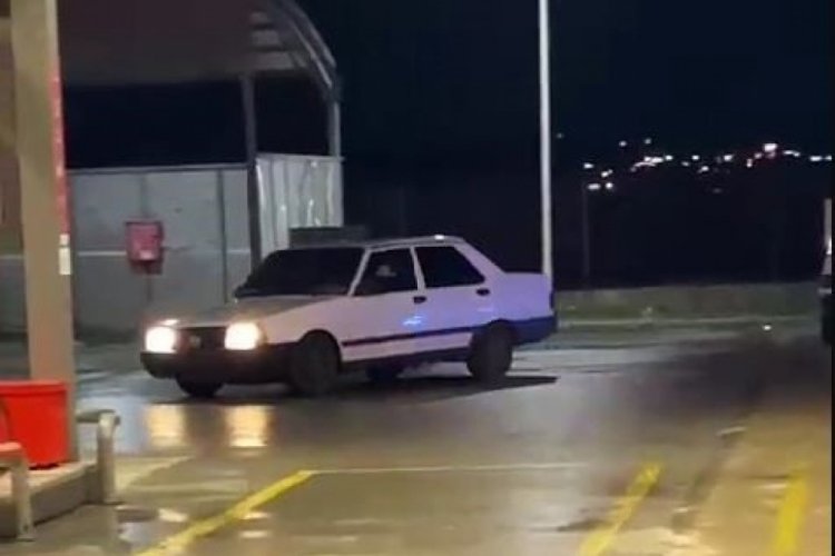 Tekirdağ'da akaryakıt istasyonunda drift &ccedil;ılgınlığı kamerada