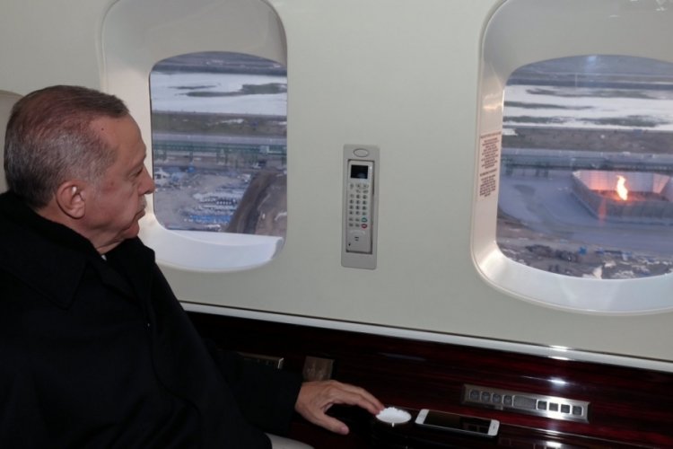 Erdoğan, Karadeniz gazı işleme tesislerini havadan inceledi