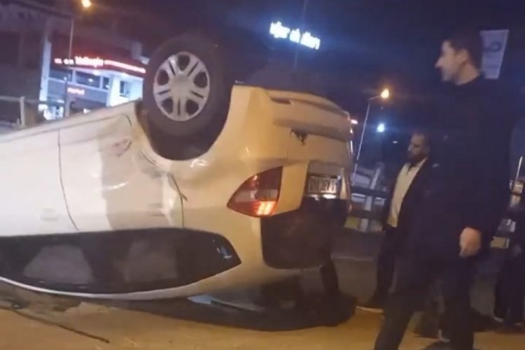 Kocaeli'nde kontrolden &ccedil;ıkan otomobil takla attı