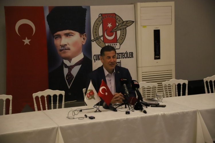 Sinan Oğan, &Ccedil;ukurova Gazeteciler Cemiyetinde basın mensupları ile g&ouml;r&uuml;şt&uuml;