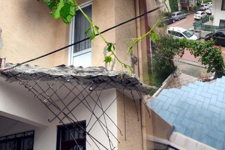 İstanbul'da balkonu &ccedil;&ouml;ken binaya tahliye