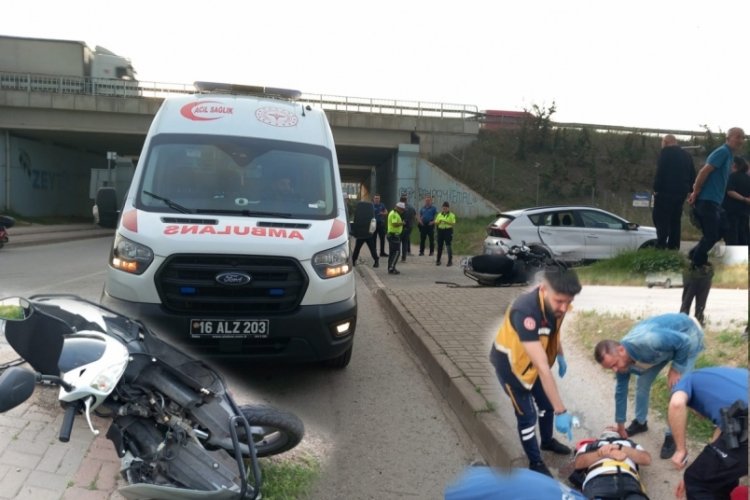 Bursa'da aynı yol &uuml;zerinde kaza &uuml;st&uuml;ne kaza! Motosiklet ile otomobil &ccedil;arpıştı: 1 yaralı