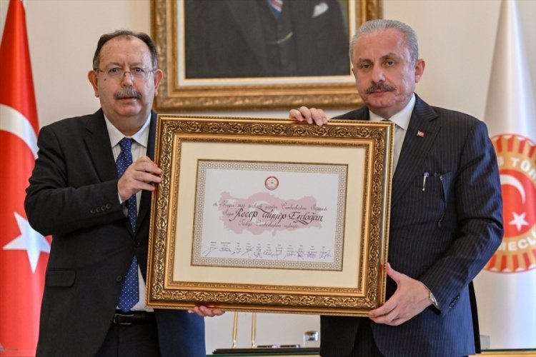 Ahmet Yener Cumhurbaşkanı mazbatasını teslim etti