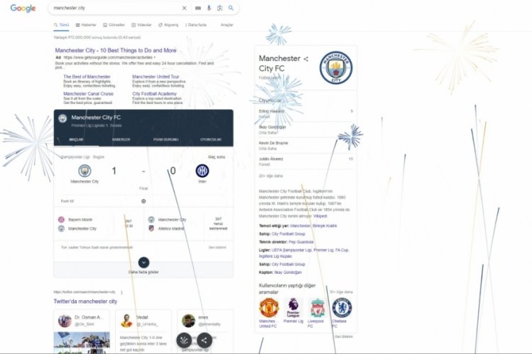Google'dan şampiyonlar şampiyonuna havai fişekli kutlama