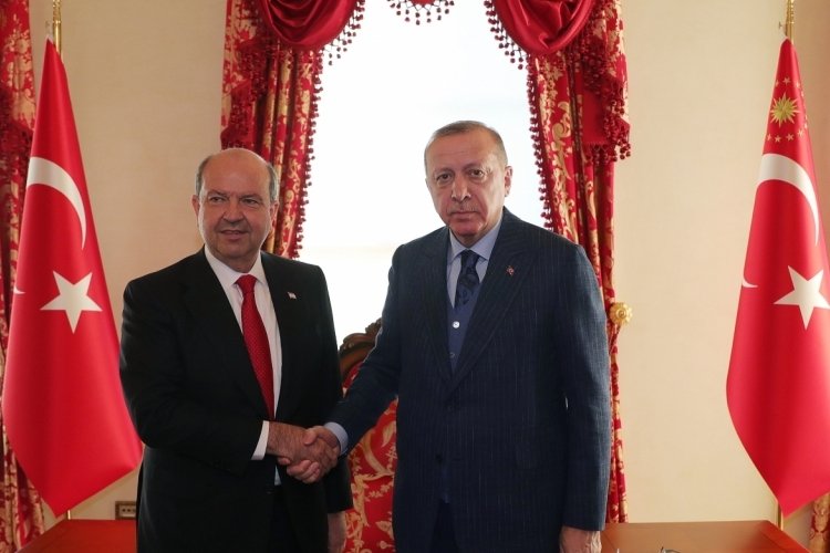 Erdoğan ve Ersin Tatar'dan ortak basın toplantısı: Kıbrıs T&uuml;rk&uuml; azınlık değildir