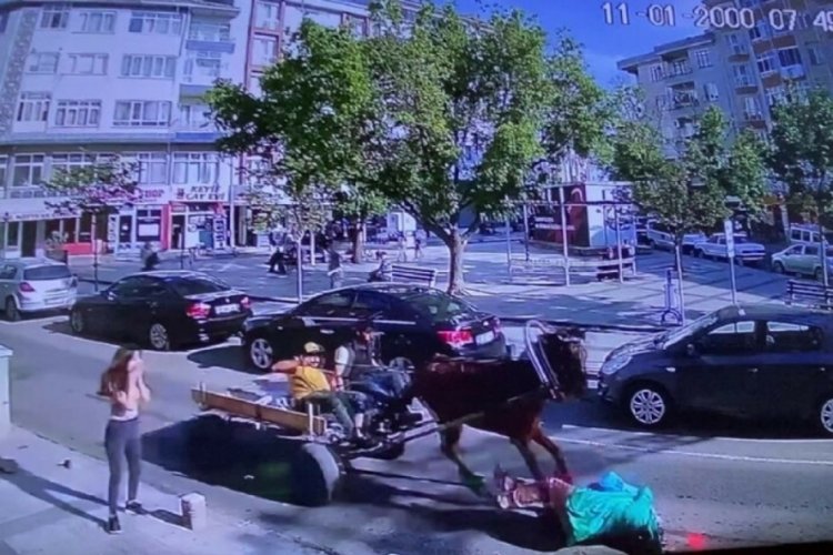 Tekirdağ'da ters y&ouml;nde d&ouml;rt nala koşan at kadına &ccedil;arptı!