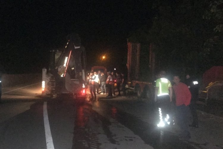 Kocaeli'de kaza: Taşıdığı iş makineleri u&ccedil;urumdan metrelerce aşağı u&ccedil;tu