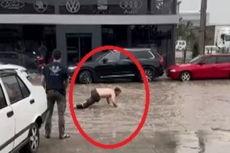 Bursa'da vatandaşlar g&ouml;le d&ouml;nen yola olta attı