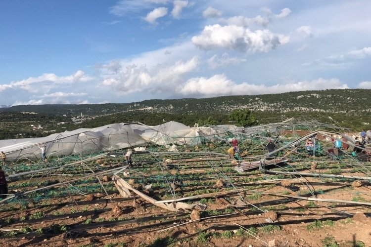 Mersin'de hortum seraları yıktı