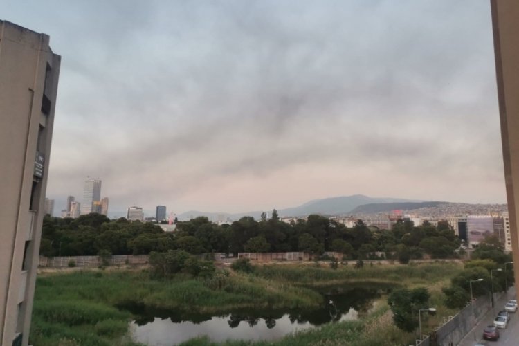Manisa'daki yangının kara dumanları İzmir'e kadar geldi