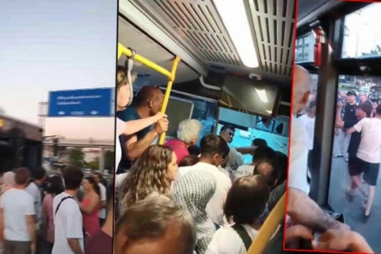 Şof&ouml;r kapıları a&ccedil;madı, yolcular İETT otob&uuml;s&uuml;n&uuml; tekmeledi!