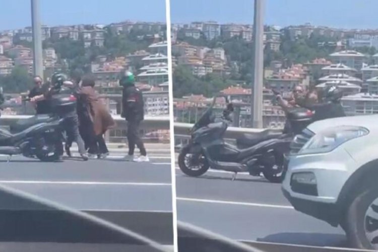 İstanbul 15 Temmuz Şehitler K&ouml;pr&uuml;s&uuml; &ccedil;ıkışında silahlı kavga kamerada