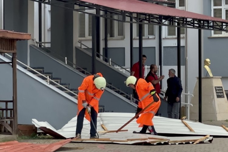Erzincan'da fırtına ağa&ccedil;ları devirdi
