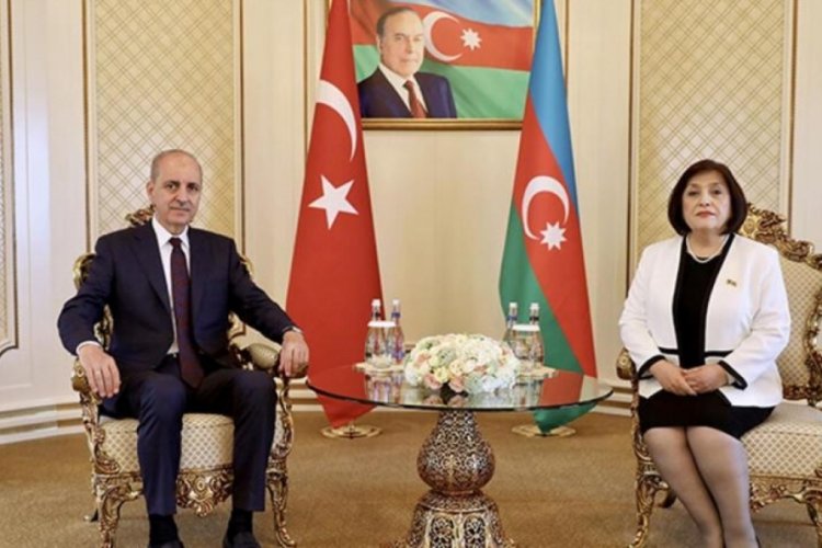 TBMM Başkanı Kurtulmuş, Azerbaycan Milli Meclisi Başkanı Gafarova ile g&ouml;r&uuml;şt&uuml;