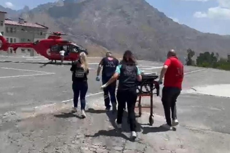 Hakkari'de yılanın ısırdığı vatandaş ambulans helikopterle sevk edildi