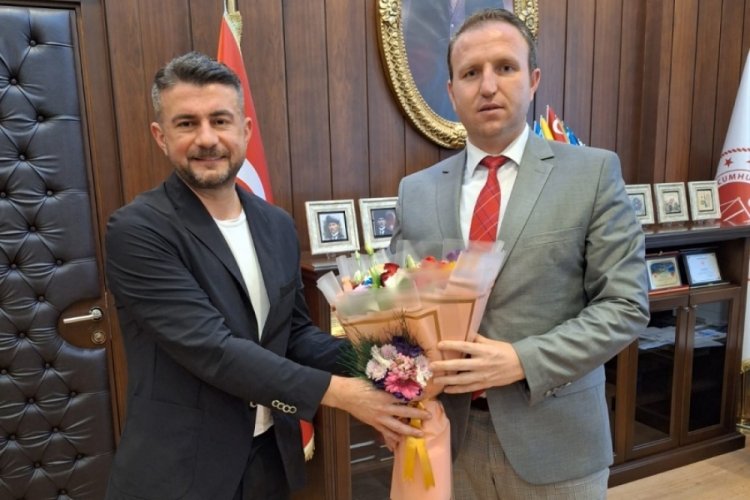 İneg&ouml;lspor Başkanı Osman Sevim Başsavcı Veli Ecir'i ziyaret etti