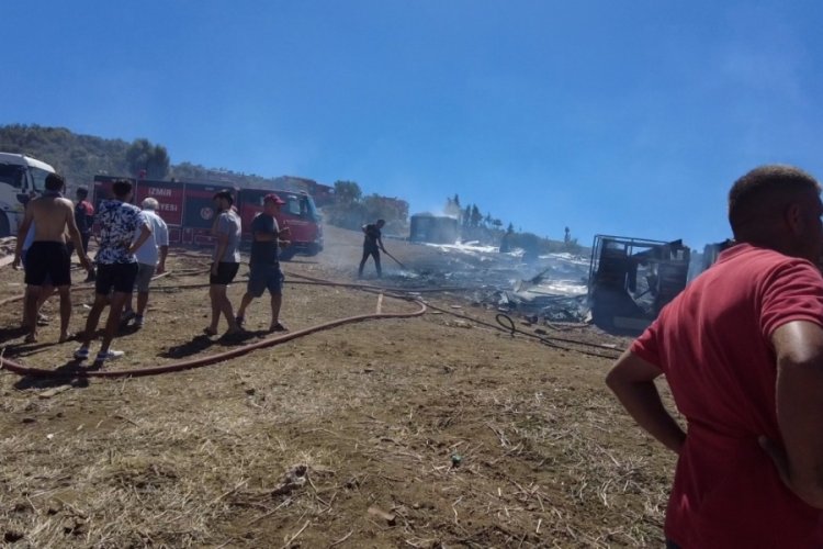 İzmir'de &ccedil;iftlik yangın: 40 k&uuml;&ccedil;&uuml;kbaş telef oldu