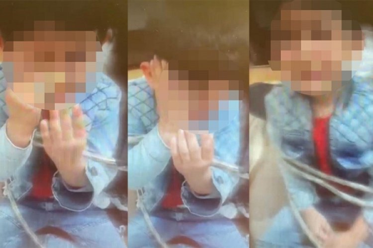 &Ccedil;ocuklarını birbirine bağlayarak işkence uyguladı! O anları kameraya aldı