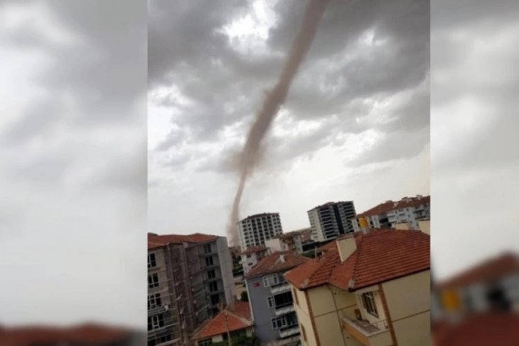 Ankara'da hortum cep telefonu kamerası ile g&ouml;r&uuml;nt&uuml;lendi