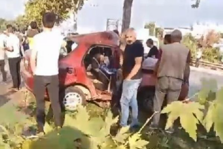Bursa'da ref&uuml;jdeki ağaca &ccedil;arpan otomobildeki 2 kişi yaralandı