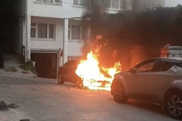 İstanbul'da park halindeyken alev aldı!