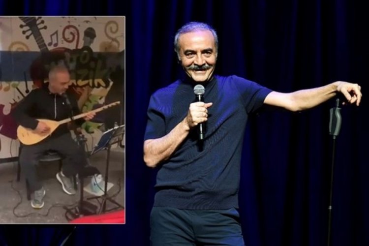 Yılmaz Erdoğan sokak sanat&ccedil;ısına sazlı s&ouml;zl&uuml; eşlik etti