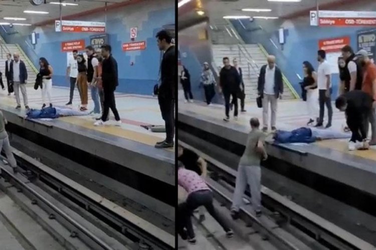 Ankara'da korku dolu anlar! 61 yaşındaki kadın metro raylarına düştü