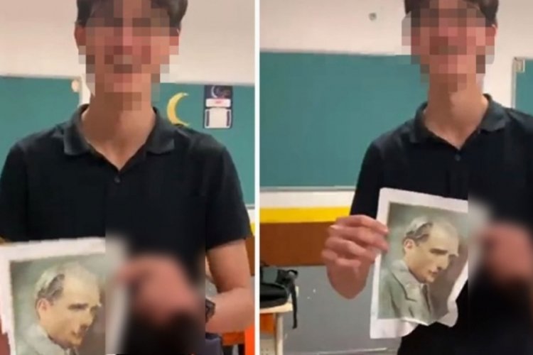 Atat&uuml;rk fotoğrafıyla yaptığı hareket infial yaratmıştı! G&ouml;zaltına alındı
