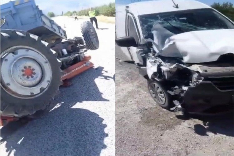Isparta'da kaza: Hafif ticari ara&ccedil; trakt&ouml;re &ccedil;arptı, 2 yaralı