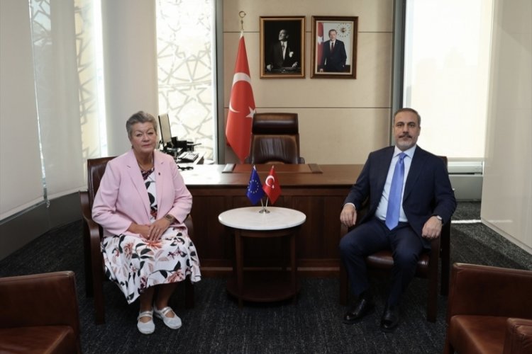 Bakan Fidan, AB İ&ccedil;işleri Komiseri Johansson ile g&ouml;r&uuml;şt&uuml;