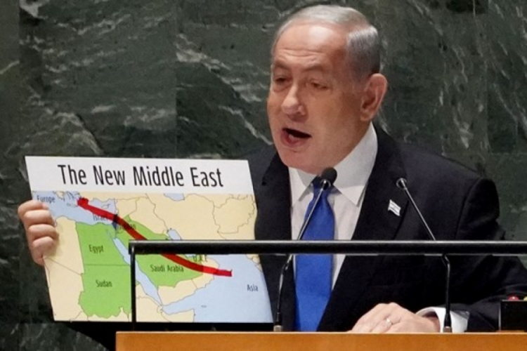 Netanyahu'dan BM'de Filistin'siz harita!