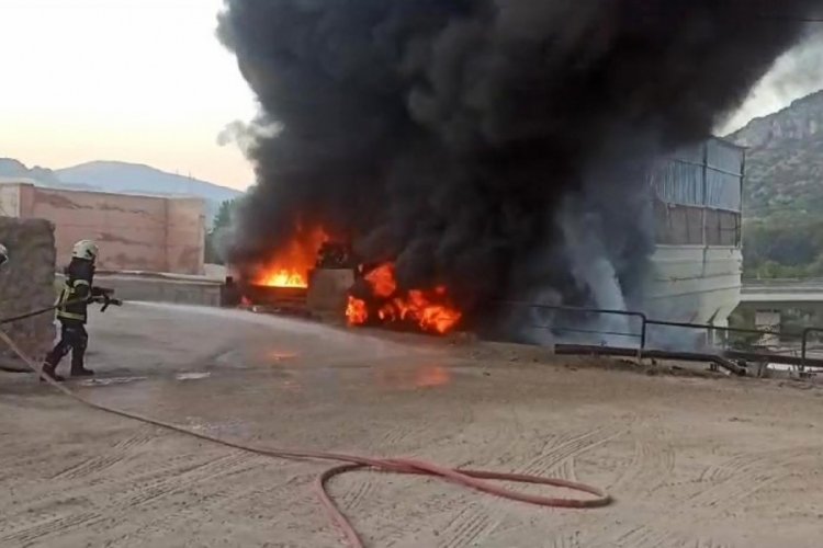 Amasya'da asfalt şantiyesinde korkutan yangın