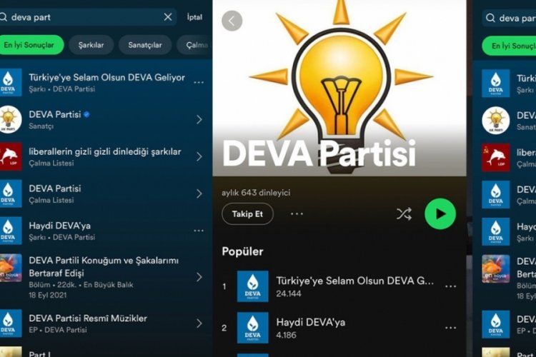 DEVA Partisi'nin onaylı Spotify kapağında AK Parti logosu! DEVA Partisi'nden a&ccedil;ıklama geldi
