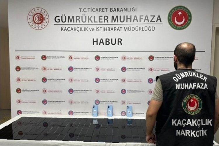 Habur G&uuml;mr&uuml;k Kapısı'nda piknik t&uuml;p&uuml;nden ka&ccedil;ak telefonlar &ccedil;ıktı