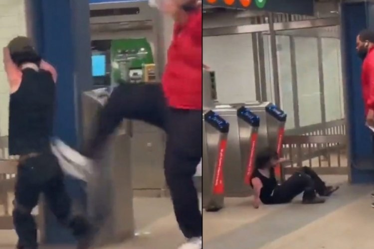Engelli adama b&ouml;yle tekme attı