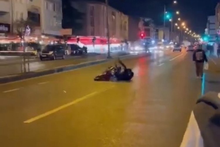 Bursa'da drift atmak isteyen bir s&uuml;r&uuml;c&uuml; yan yattı!