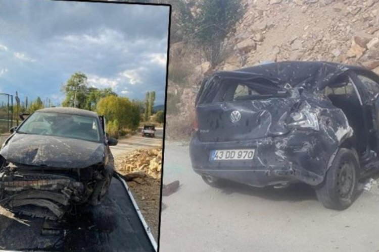 K&uuml;tahya'da kontrolden &ccedil;ıkan otomobil moloz yığınına &ccedil;arptı! 1 &ouml;l&uuml;, 5 yaralı