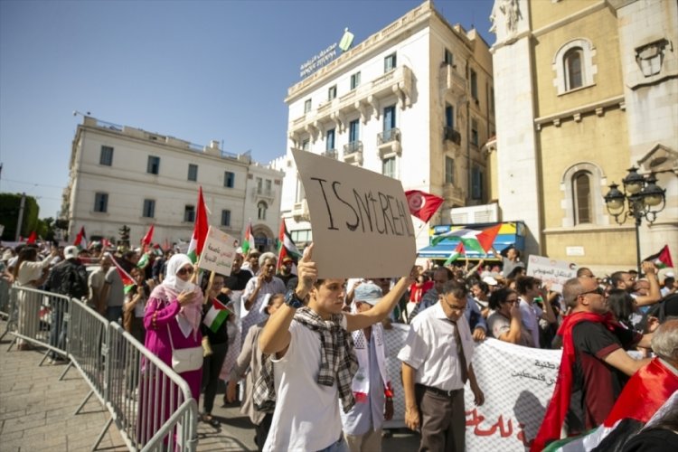 Tunus'ta Filistin'e destek g&ouml;sterileri