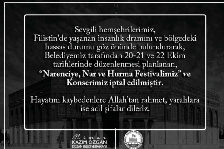 Adana'da 'Narenciye, Nar ve Hurma Festivali' iptal edildi