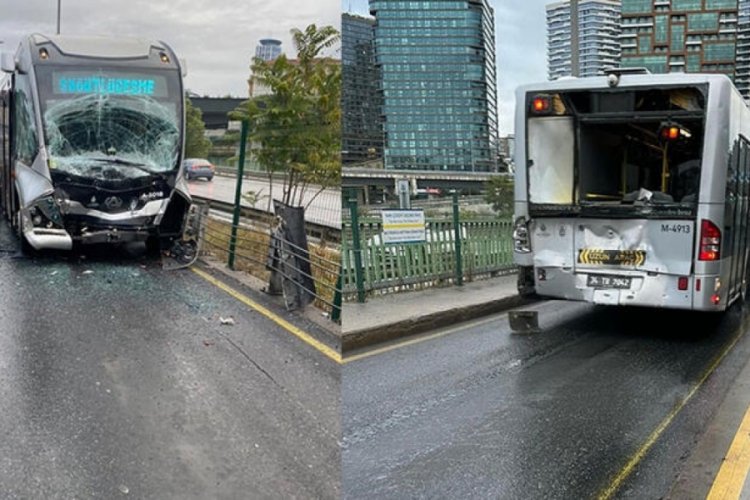 İstanbul'da metrob&uuml;s kaza yaptı!