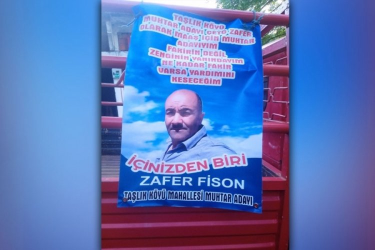 Girseun'da "Maaş i&ccedil;in adayım" yazılı pankart asan muhtar adayına ceza