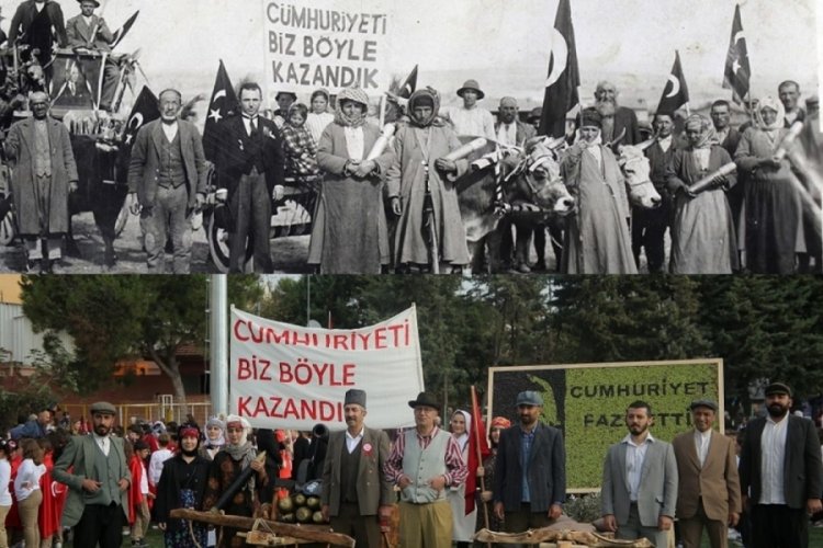 ''Cumhuriyeti biz b&ouml;yle kazandık'' fotoğrafı 90 yıl sonra Bursa'da hayat buldu