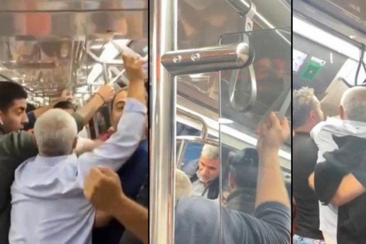 Metroda 't&uuml;k&uuml;r&uuml;k' kavgası! Bir anda boks ringine d&ouml;nd&uuml;
