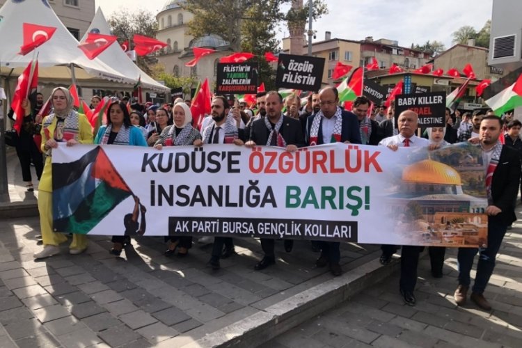 AK Parti Bursa'dan Filistin'e destek y&uuml;r&uuml;y&uuml;ş&uuml;