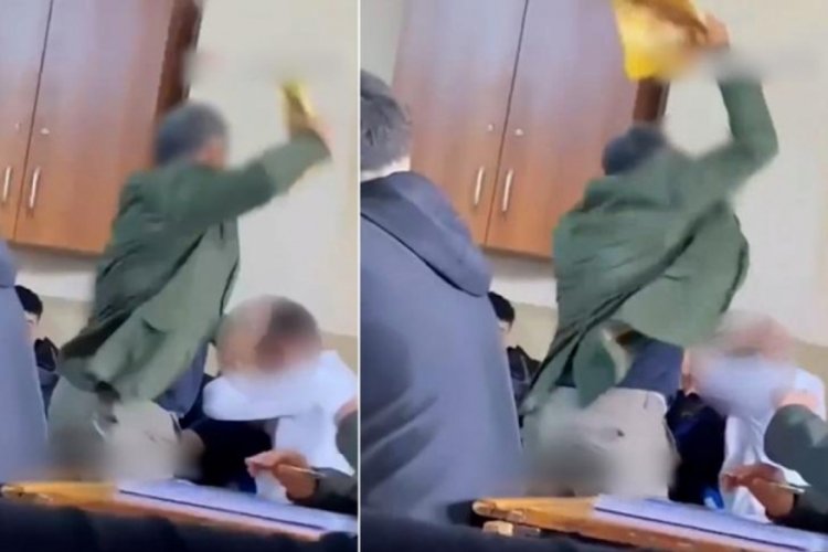 İstanbul'da &ouml;ğretmen &ouml;ğrencisini kitapla acımasızca d&ouml;vd&uuml;