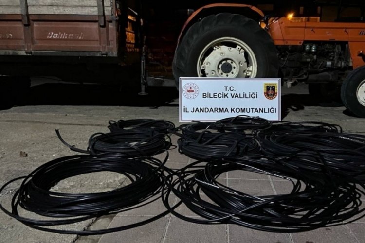Bilecik'te direklerden telefon kablosu hırsızlığı ş&uuml;phelisi yakalandı