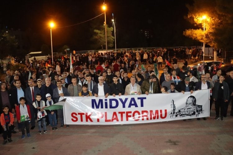 Mardin'de Filistin'e destek y&uuml;r&uuml;y&uuml;ş&uuml;