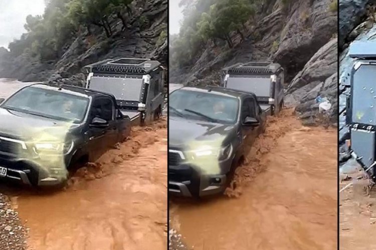 3 kamyonet ve 2 karavanda can pazarı! Sel sularına kapılan 15 tatilci kurtarıldı
